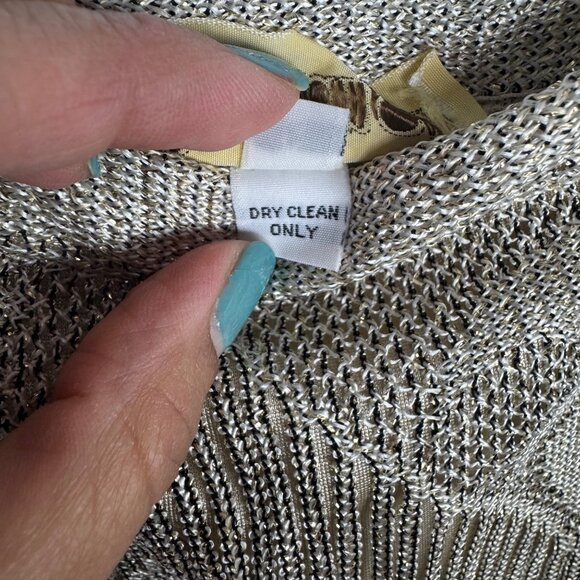 Vintage Damianou Size S Metallic Lace Scalloped Hem Flapper Dress Great Gatsby - Picture 8 of 11